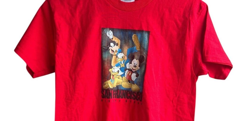 Disney Store Mickey Mouse and Friends San Francisco Theme Red T-Shirt Youth L
